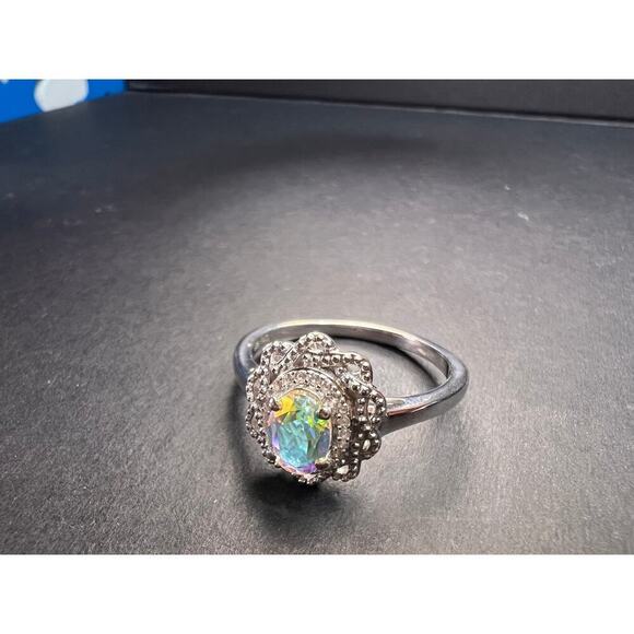 NEW Mercury Mystic topaz zircon celestial halo ring in sterling silver size 10 - Picture 6 of 16